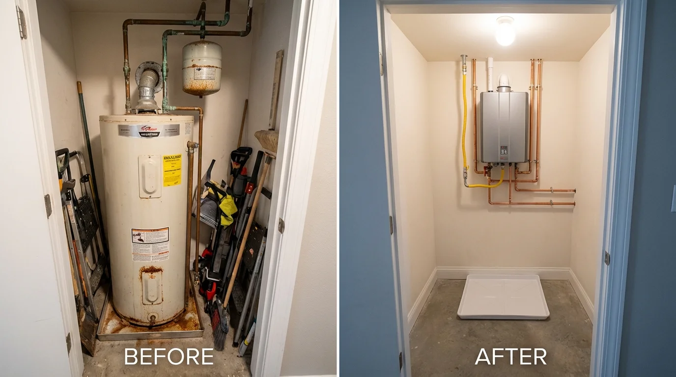 Tank water heater versus wall-mounted tankless unit comparison for Chillicothe, MO homeowners